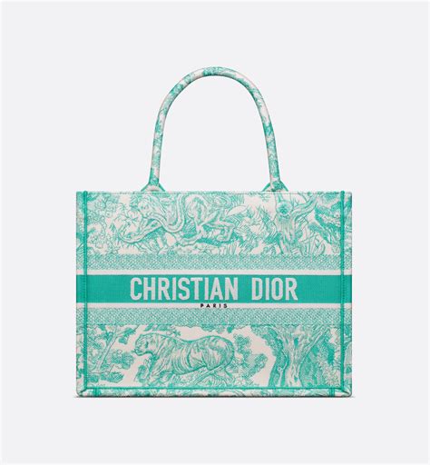 Medium Dioriviera Dior Book Tote Aquamarina Toile de Jouy 